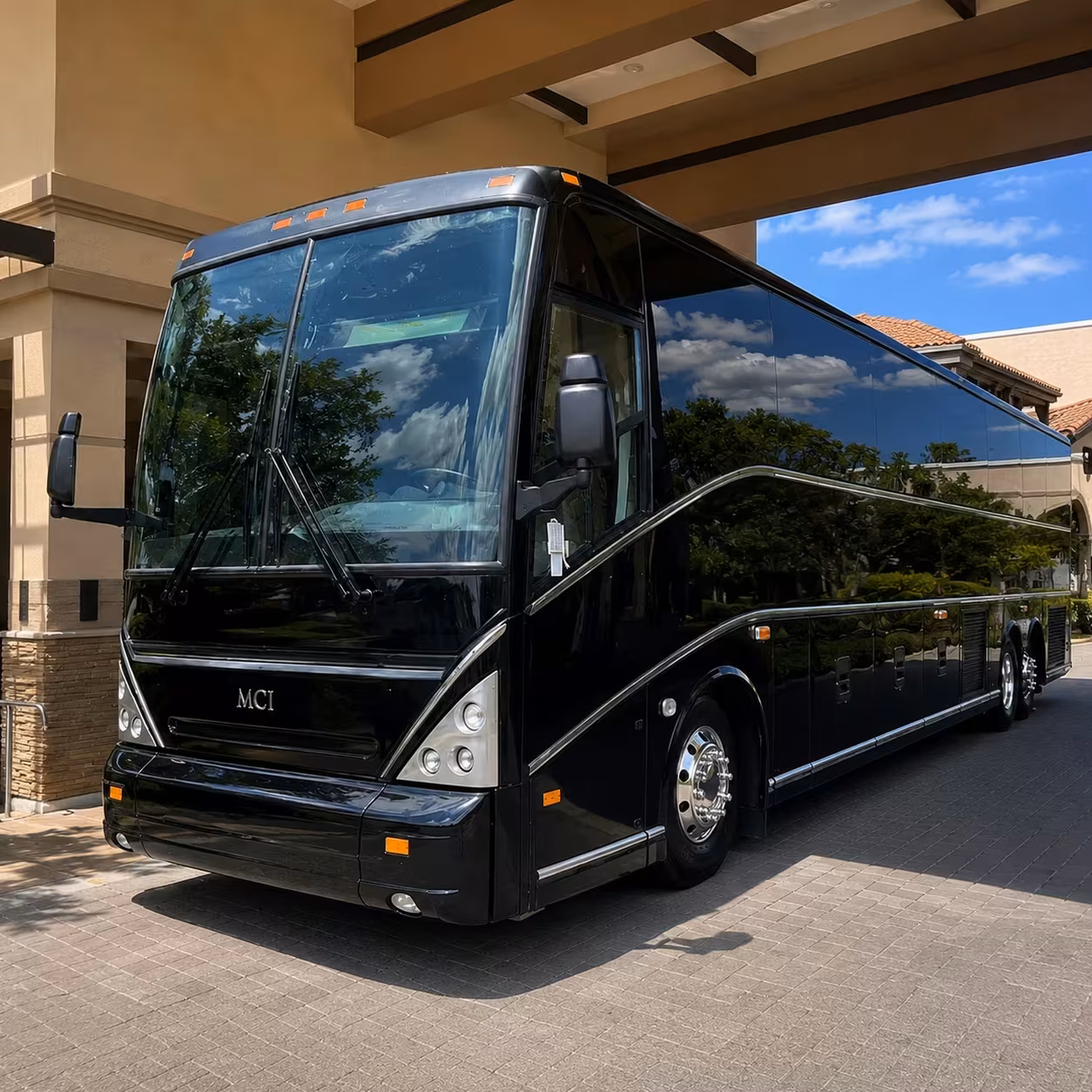 conroe charter bus rental exterior