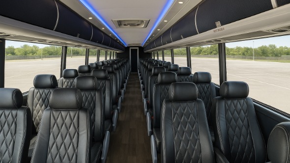 conroe 50 passenger charter bus inside