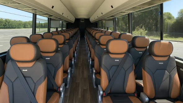 conroe 56 passenger charter bus inside